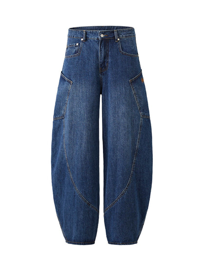 Embroidered Barrel Leg Jeans 