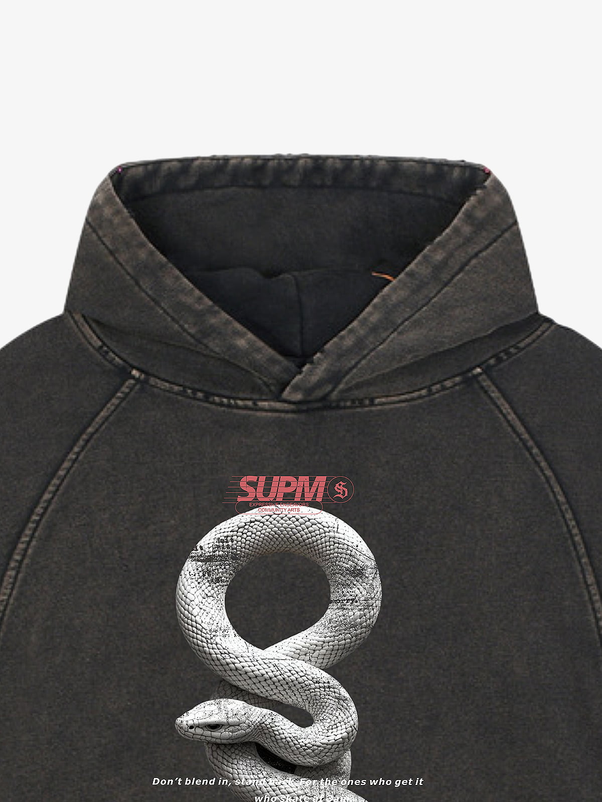 Oversized Snake Graphic Hoodie with Bold Print Design 