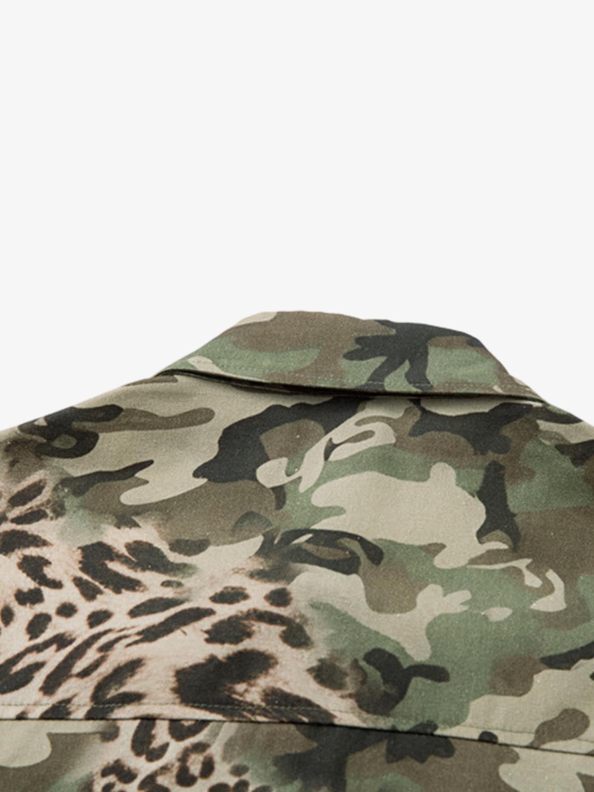 Cotton Camouflage Print Short Sleeve Shirt with Long Sleeve Layering Design?