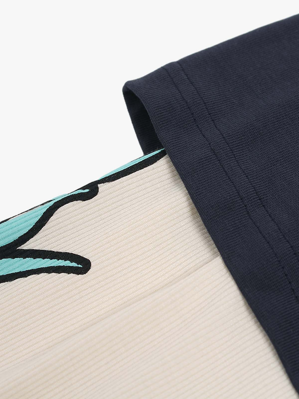 Gradient Letter Print Patchwork Faux Two-Piece Long-Sleeved T-Shirt