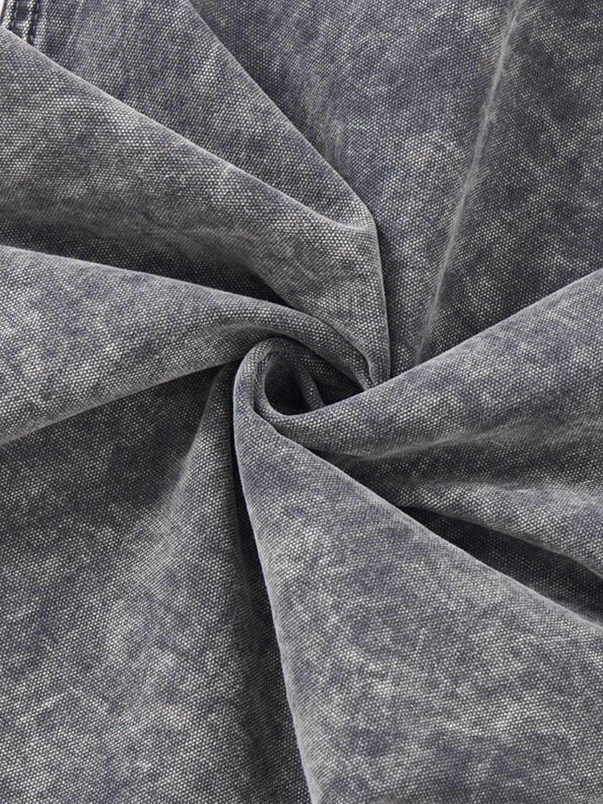 Vintage Acid-Washed Multi-Pocket Wide-Leg Cargo Barrel Jeans