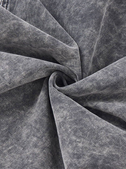 Vintage Acid-Washed Multi-Pocket Wide-Leg Cargo Barrel Jeans