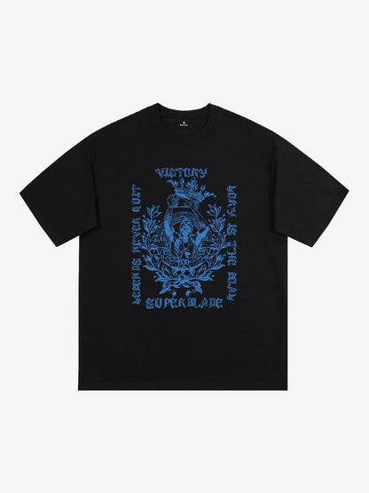 Cotton Graphic Print T-Shirt with Victory Legend Design 