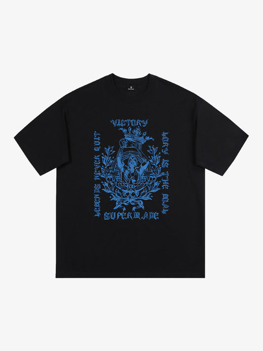 Cotton Graphic Print T-Shirt with Victory Legend Design 