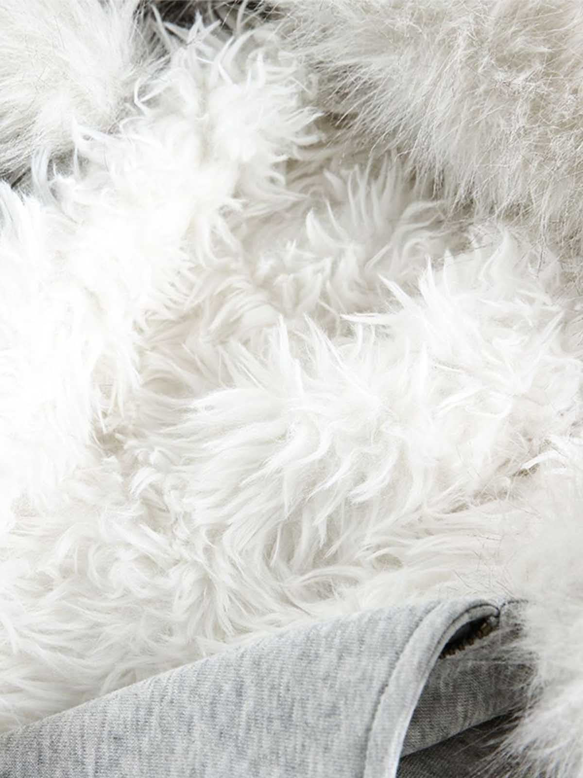 Detachable Fur Hooded Off-Shoulder Cropped Jacket