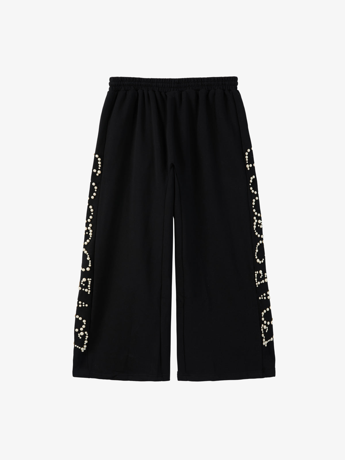 Cotton Blend Pearl Embellished Wide Leg Sweatpants for Women 