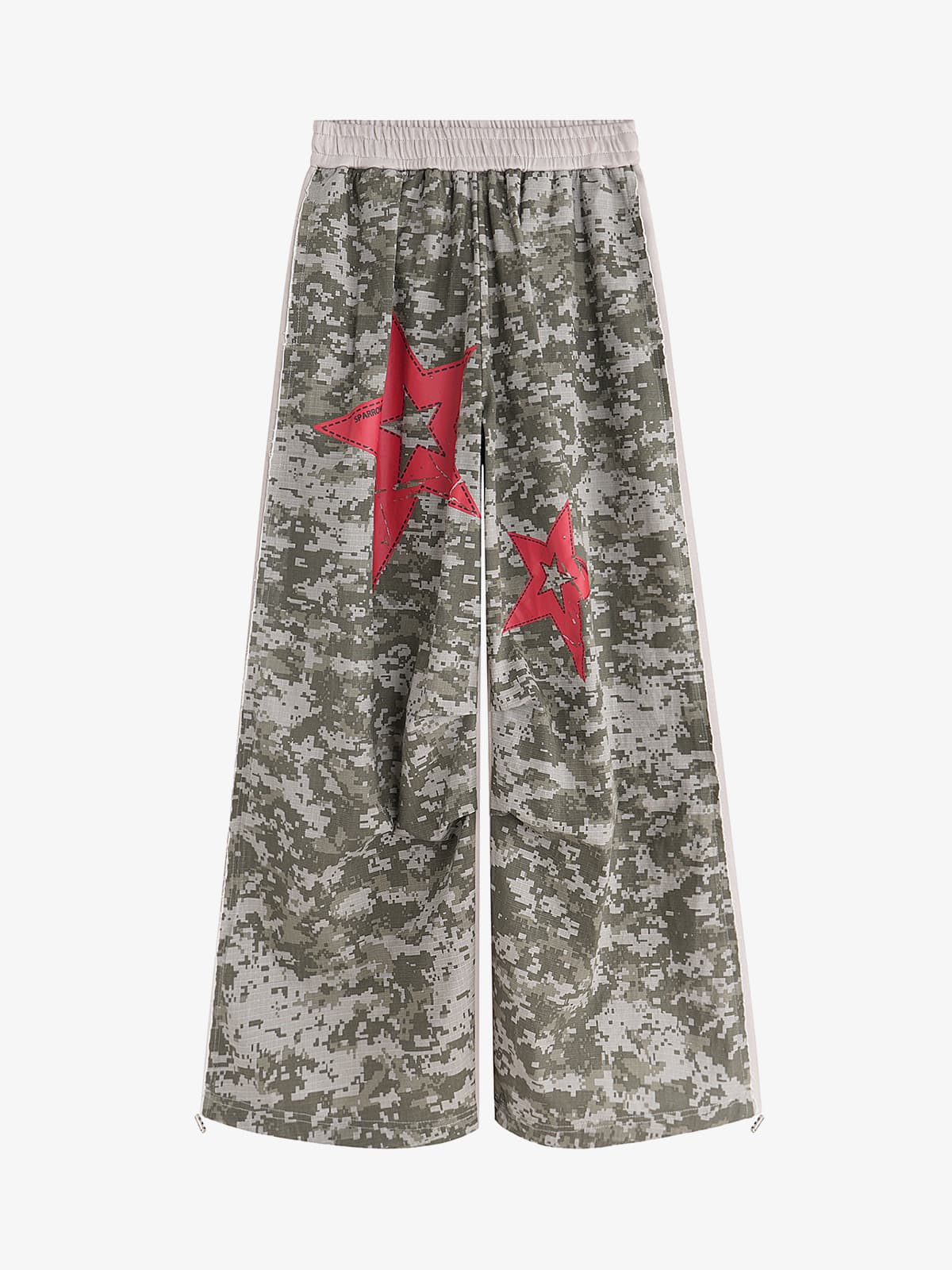 Retro Camouflage Star Patch Colorblock Casual Pants 