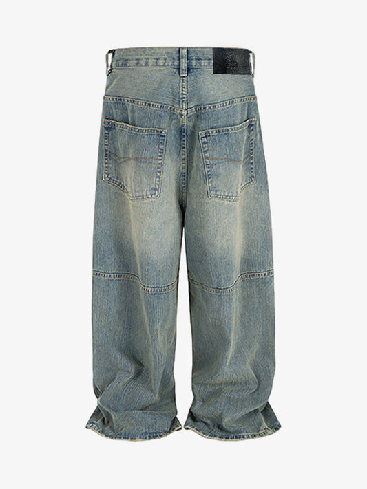 Wide-Leg Denim Trousers with Unique Tie Detail for Fashionable Comfort 