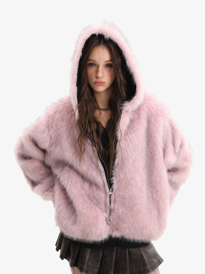 Stylish Faux Fur Hooded Jacket for Winter Warmth and Fashion 