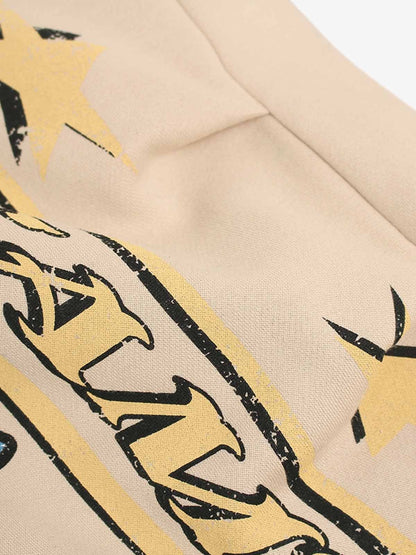 Retro Fleece-Lined Letter Graffiti Print Baggy Sweatpants