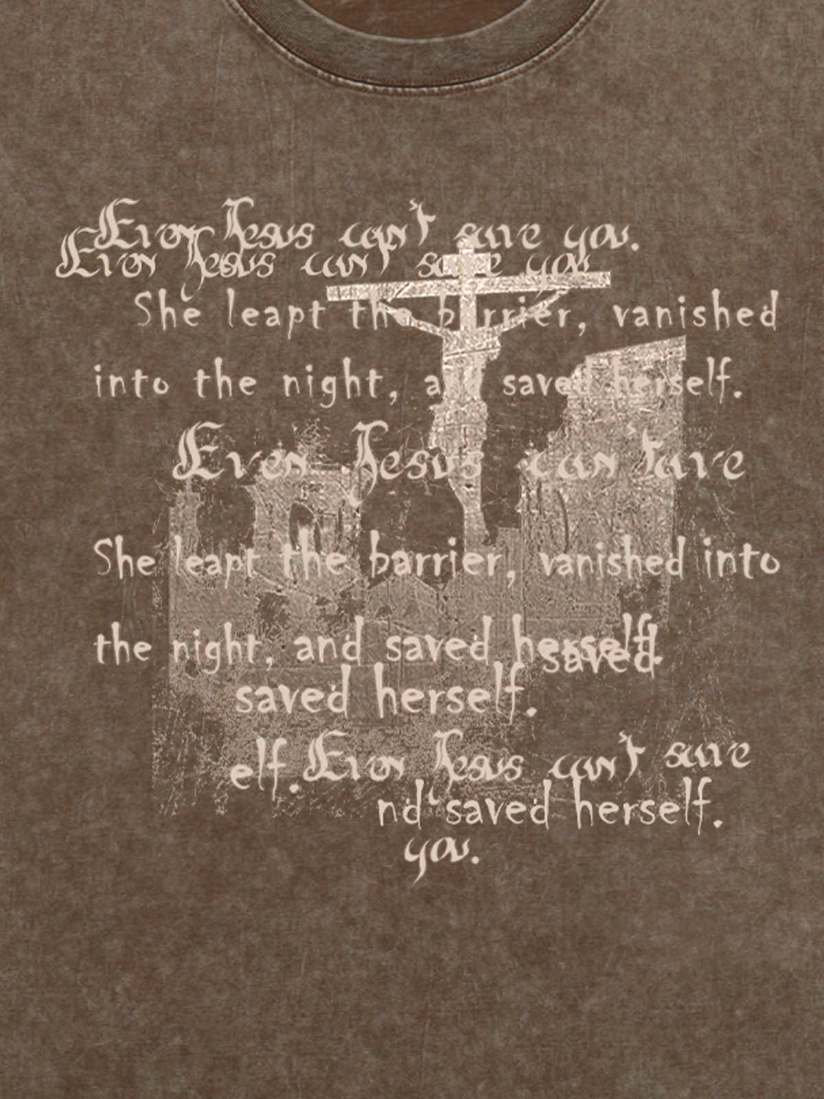 THE SUPERMADE  Vintage-Style Graphic T-Shirt with Inspirational Text and Cross Design 