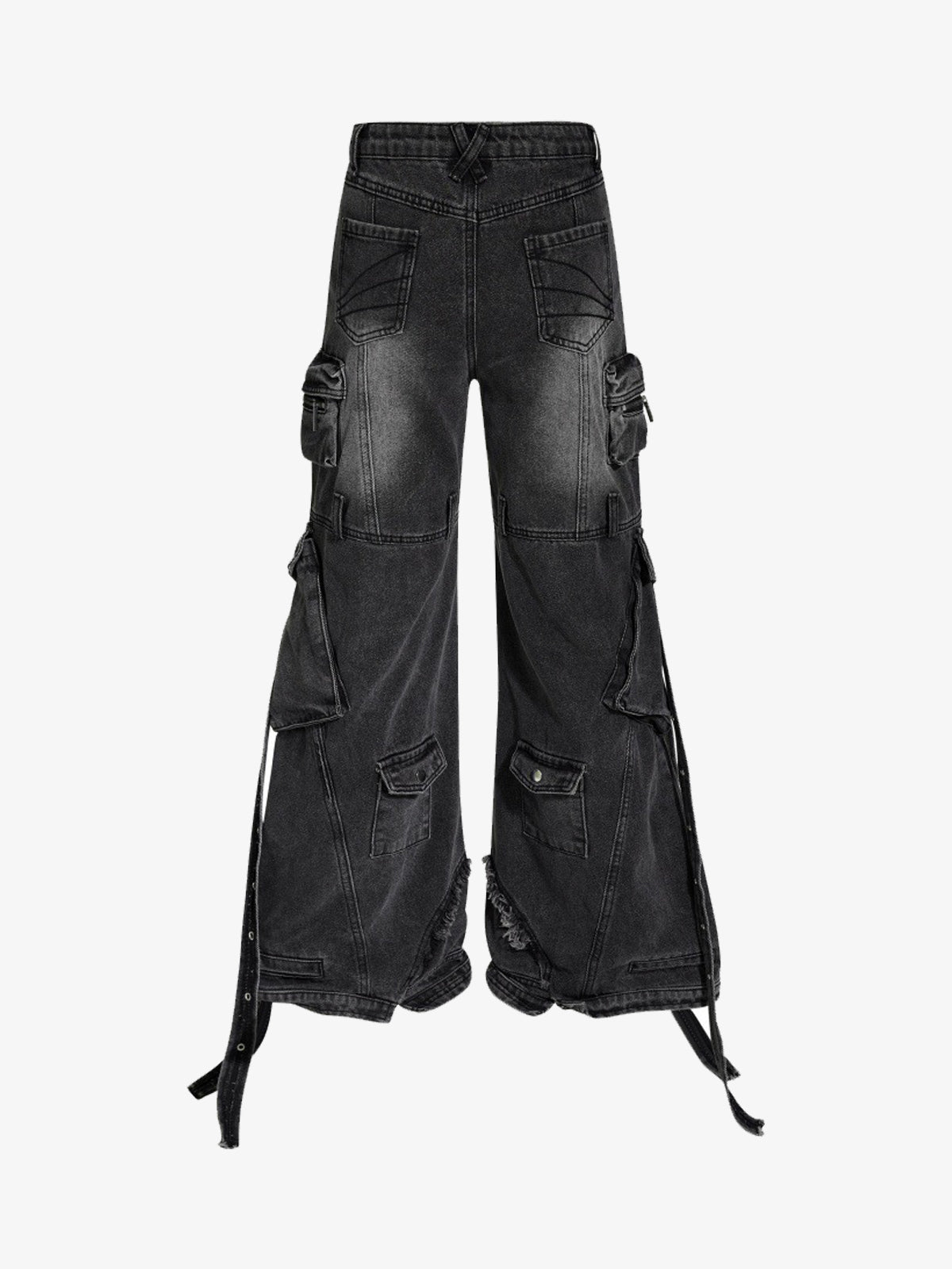 Oversized Vintage Cargo Pants with Multiple Pockets and Adjustable Straps 
