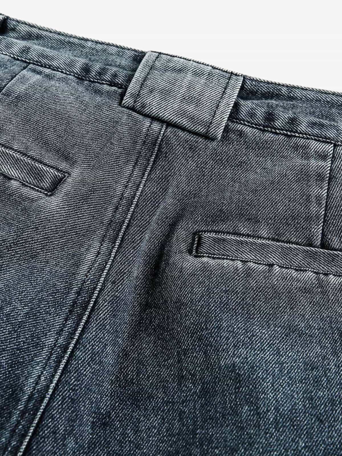 Washed Dirty Dyed Pleated  Barrel Jeans 