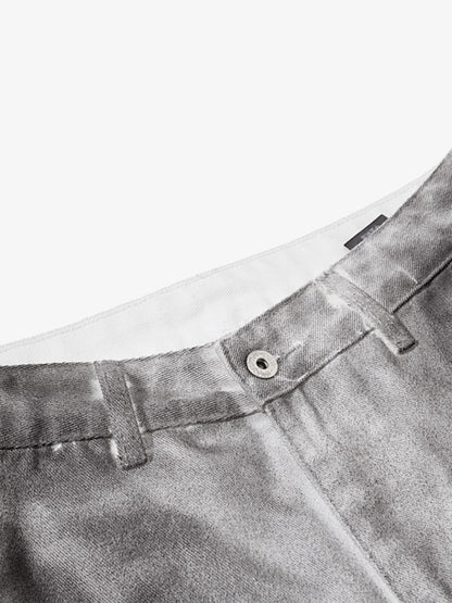 Cotton Wide Leg Pants with Graphic Print and Star Trim - Oversized Streetwear Trousers for Men?