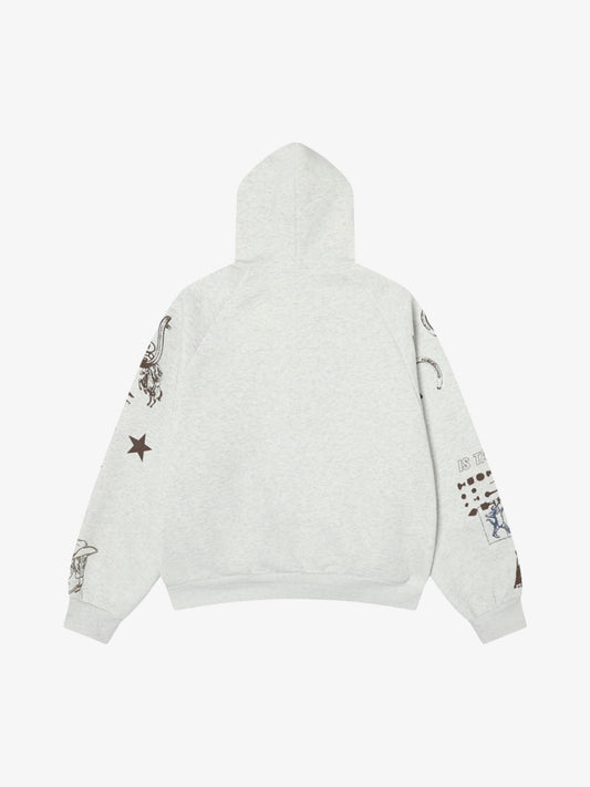 Stylish Graphic Hoodie with Unique Artwork and Fleur-de-Lis Design 
