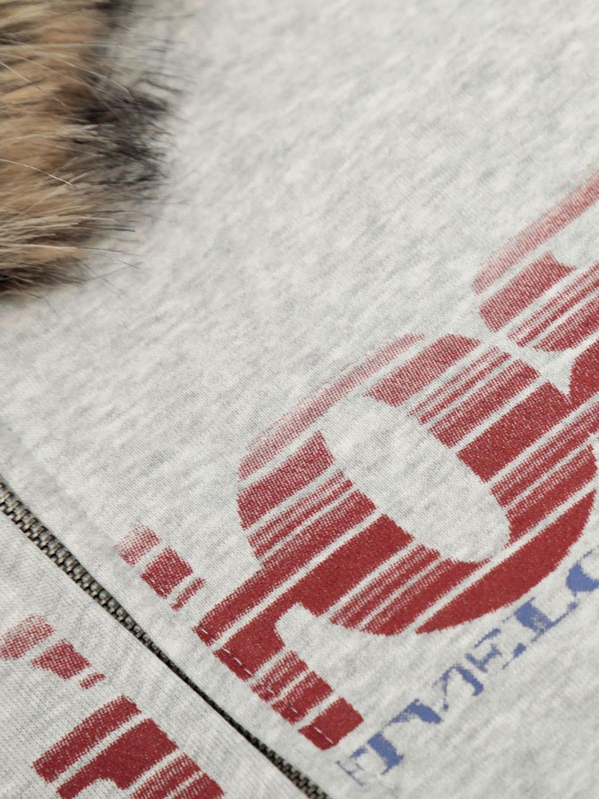 Thesupermade American Retro Gradient Letter Print Splicing Cardigan Fur Collar Coat