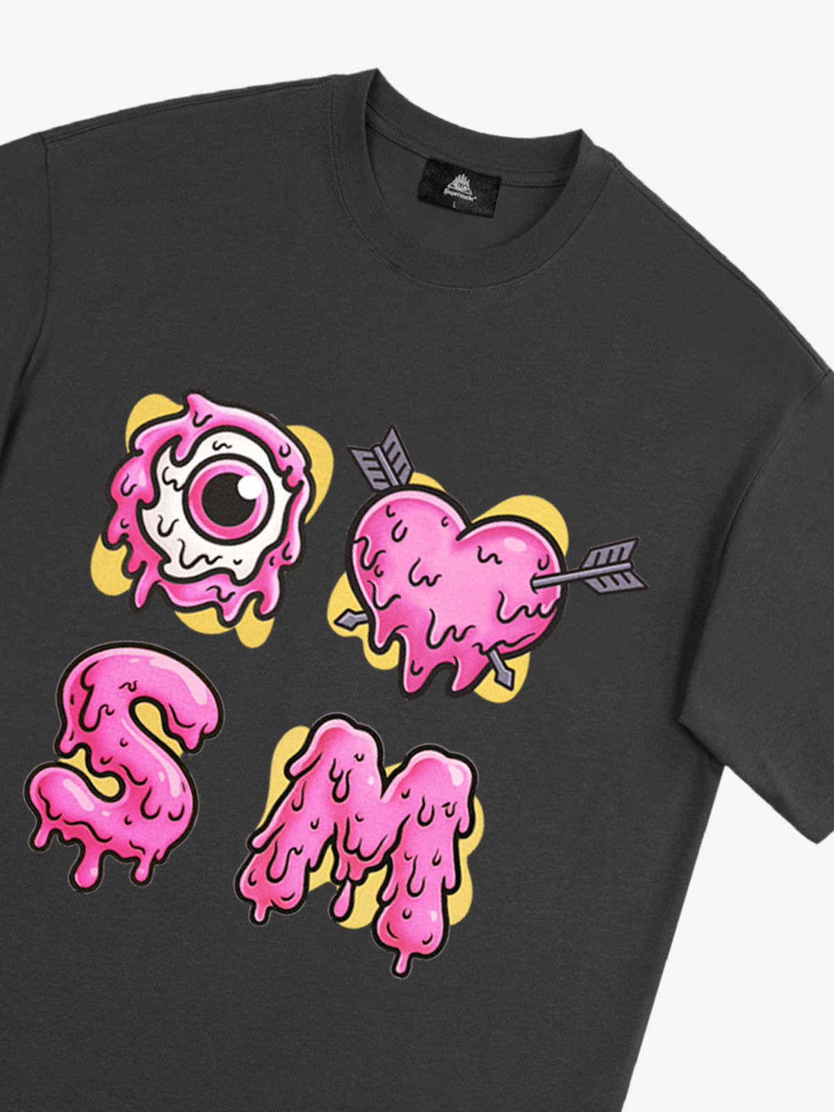 Thesupermade eyeball and love graffiti declaration T-shirt 