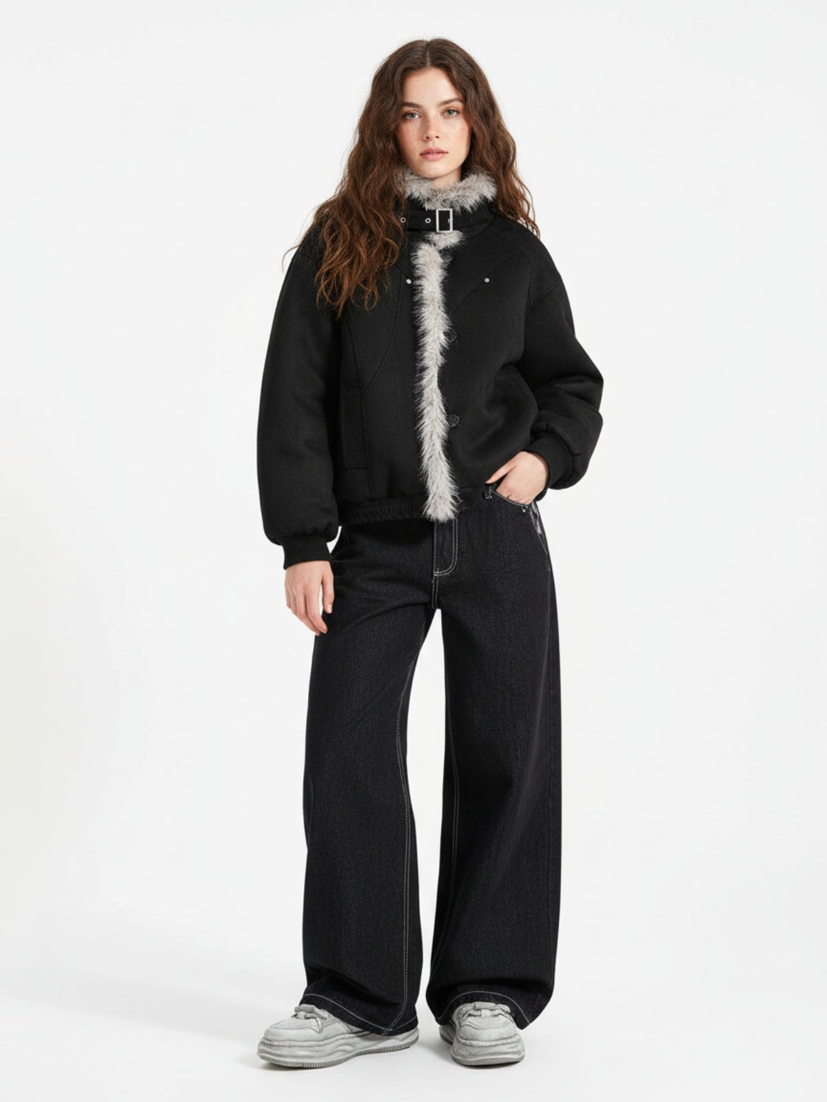 Vintage Leopard Print Waistband Patch Baggy Jeans