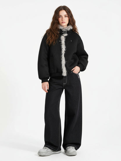 Vintage Leopard Print Waistband Patch Baggy Jeans