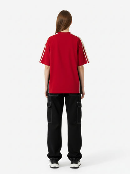 Color-Blocked Strip Racing T-shirt - 2076