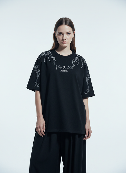 Thorn Embroidery Suede T-Shirt
