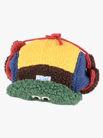 Faux Sherpa Color Block Kids Hat with Frog Visor and Ear Flaps?