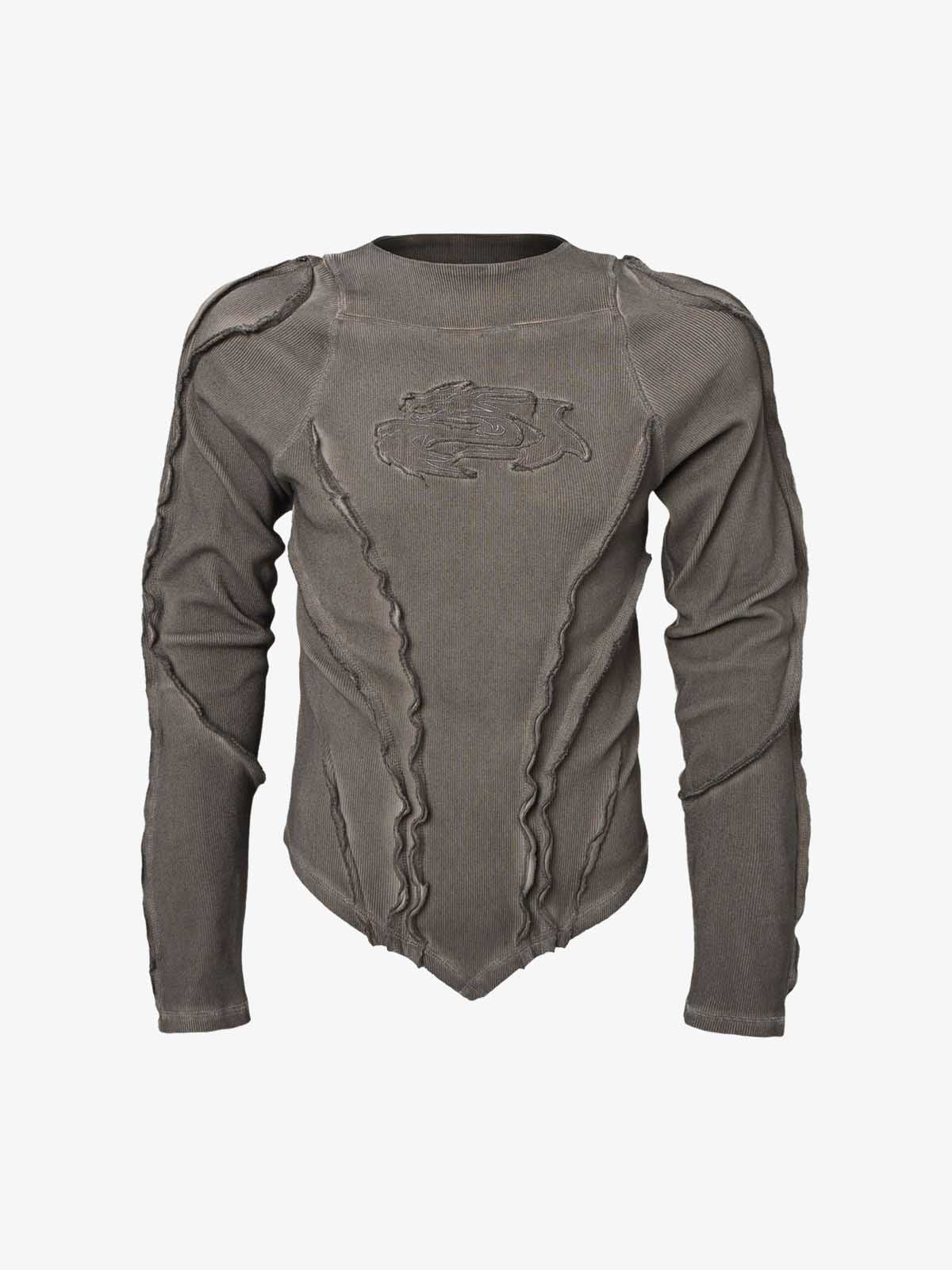 Corduroy Long Sleeve Tactical Shirt with Embroidered Logo and Padded Shoulders 