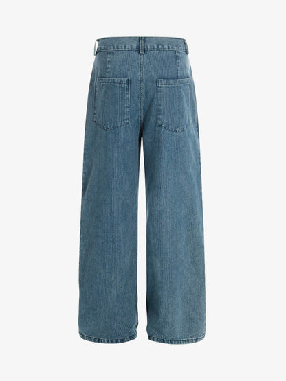 High Waist Pleated Wide Leg Jeans