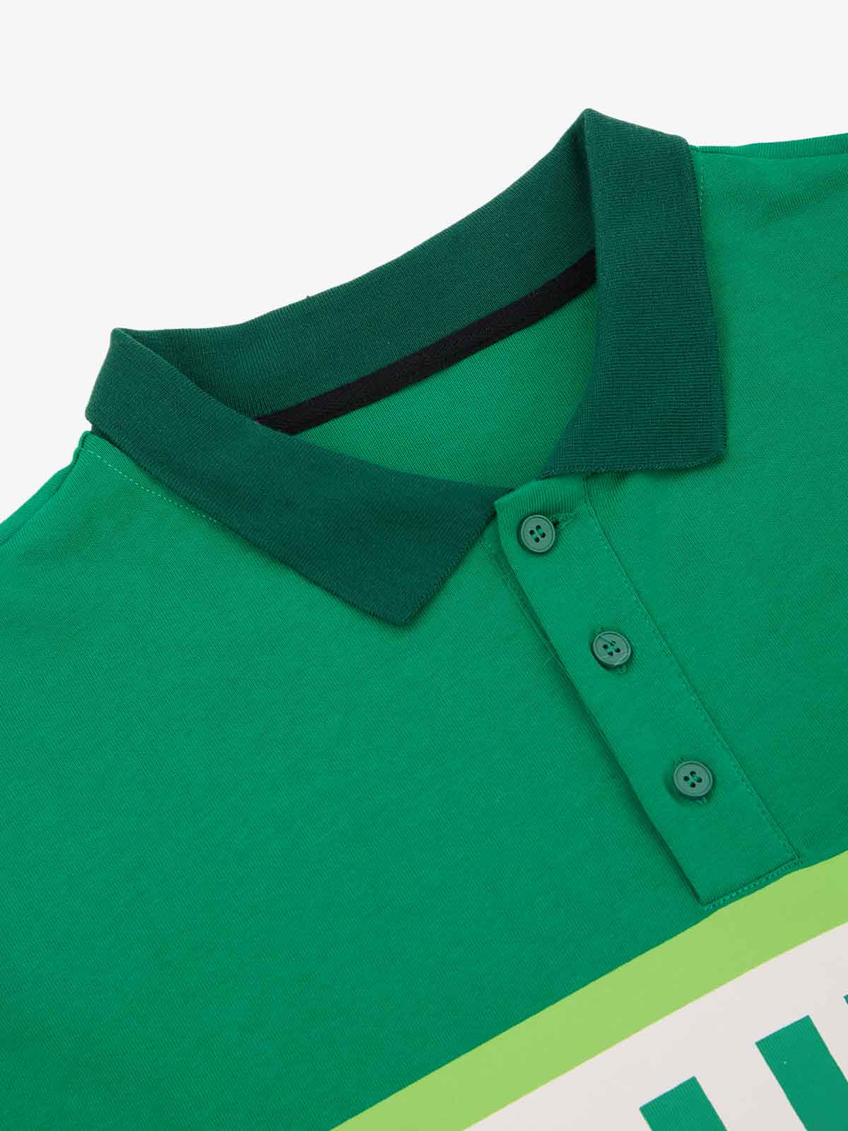 Supermade Color-Blocked Polo Collar Embroidered Print Long-Sleeved Jersey?