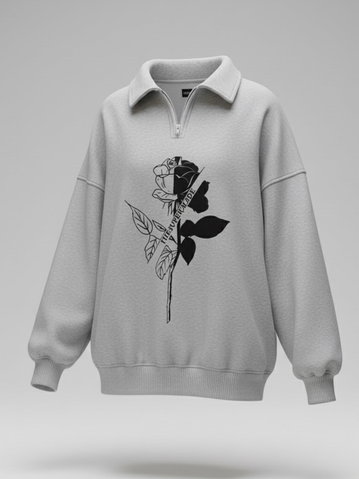 Thesupermade White and Gray POLO Sweatshirt Deconstructs and Reshapes Time Glitch Art Applique 