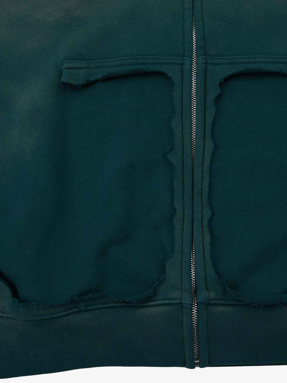 Supermade Gradient Eagle Embroidery Distressed Stand Collar Sweatshirt Jacket?