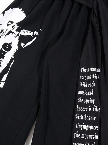 Stylish Wide-Leg Pants with Graphic Print and Text Design for Casual Wear 
