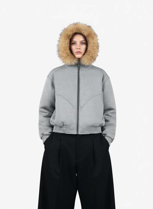 Vintage Patchwork Fur Hooded Cotton Jacket