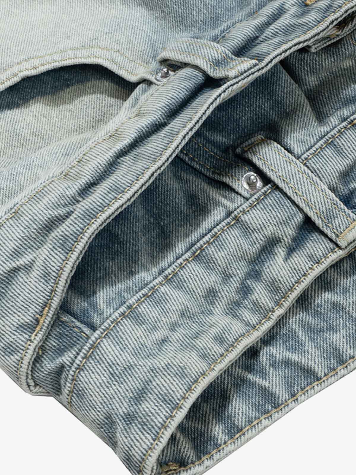 Light Wash Denim Wide Leg Cropped Pants High Waist Fashion Streetwear Style?