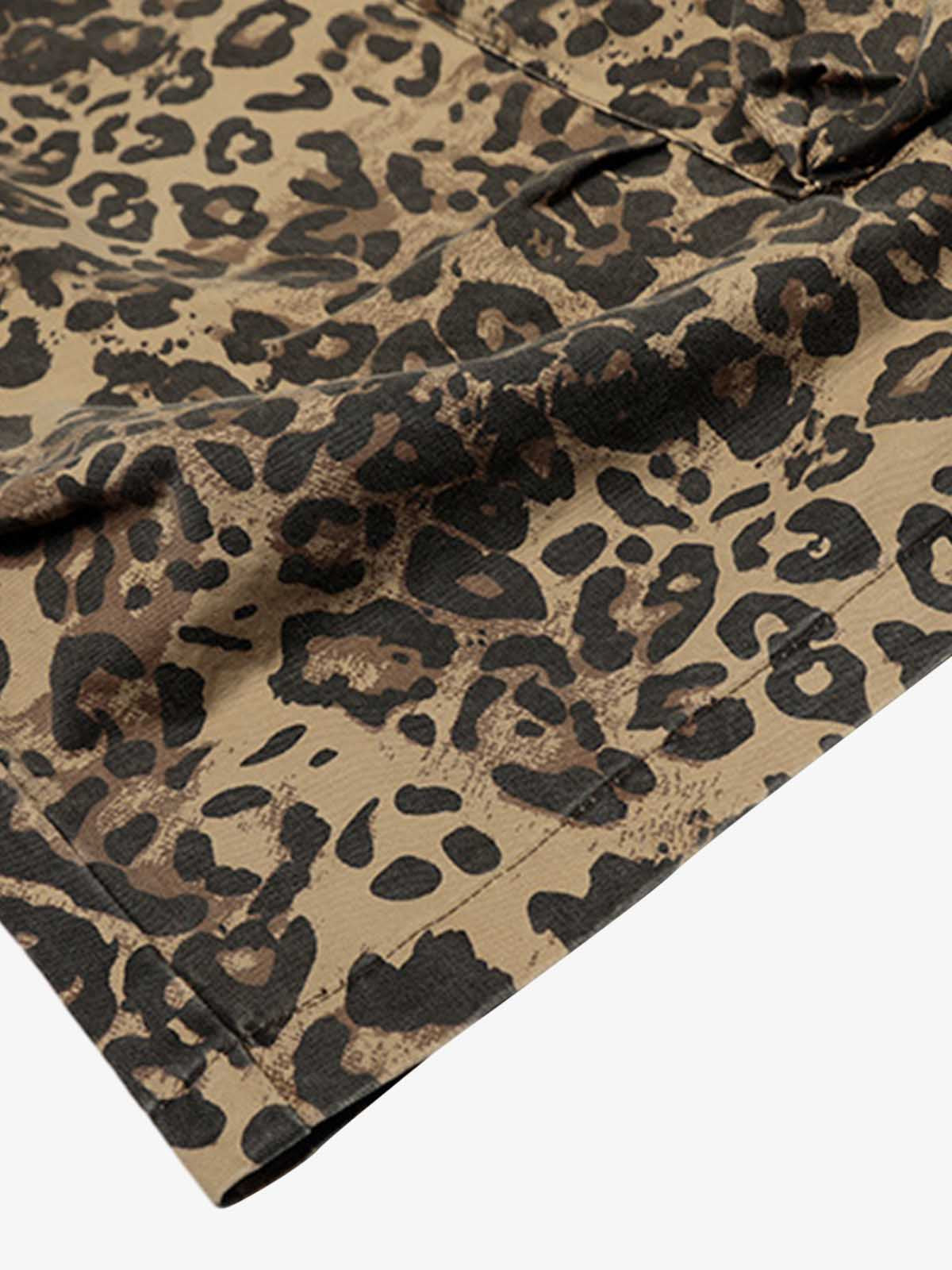 Retro Cheetah Print Pocket Drawstring Cropped Jorts 