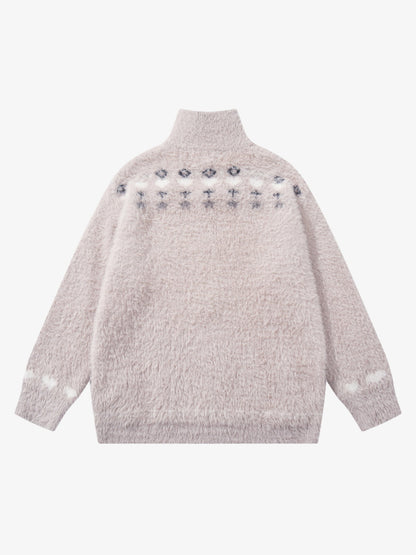 Cozy Pink Patterned Sweater for Women - Perfect for Casual and Festive Occasions 