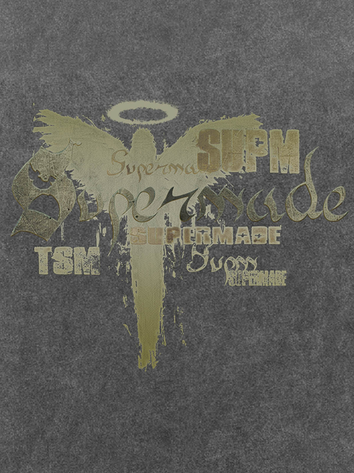 THE SUPERMADE Distressed Graphic Print Oversized T-Shirt with Bold Typography Design 