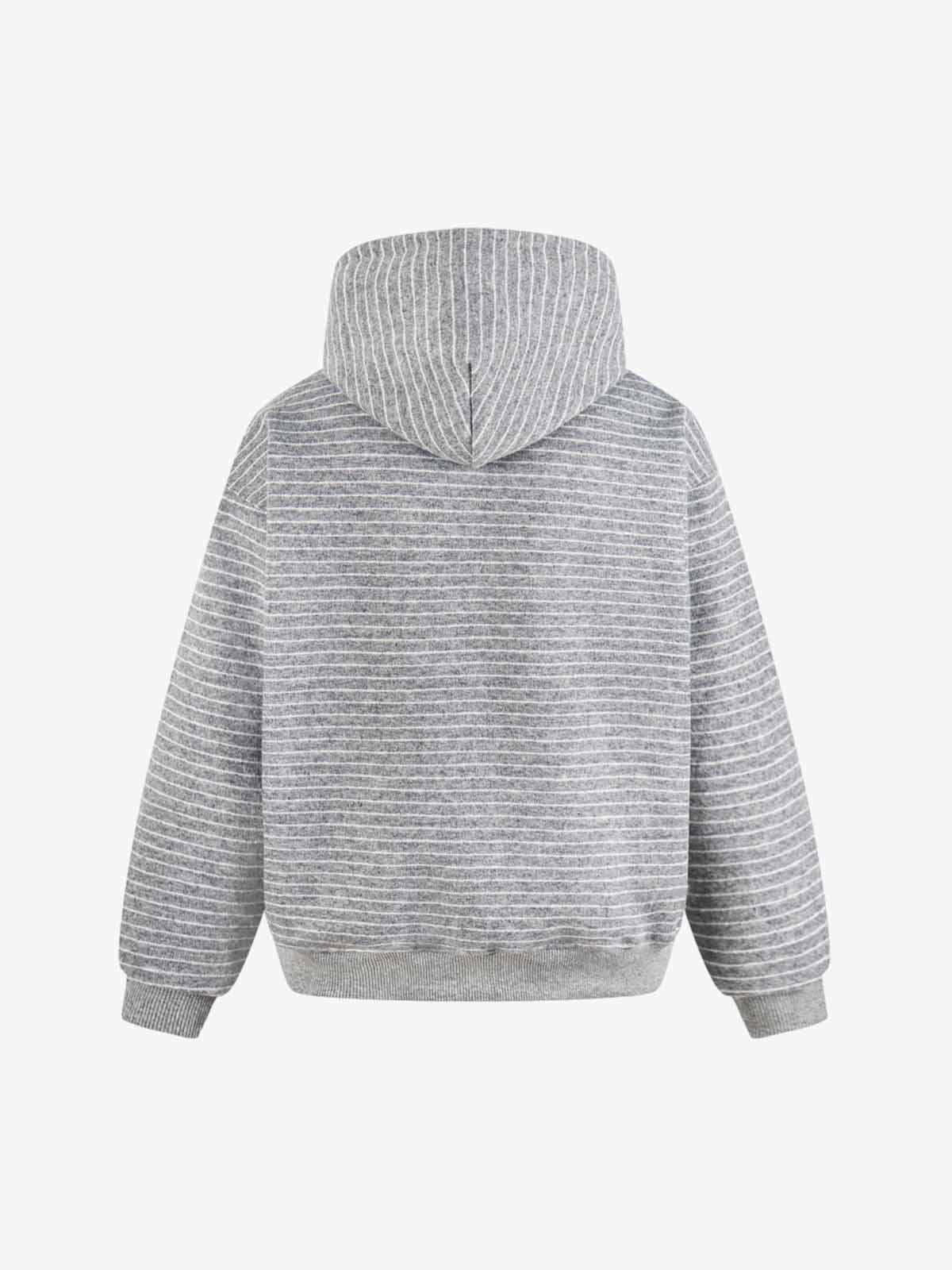 Cotton Blend Striped Hoodie with Embroidered "Made" Design for Men and Women 