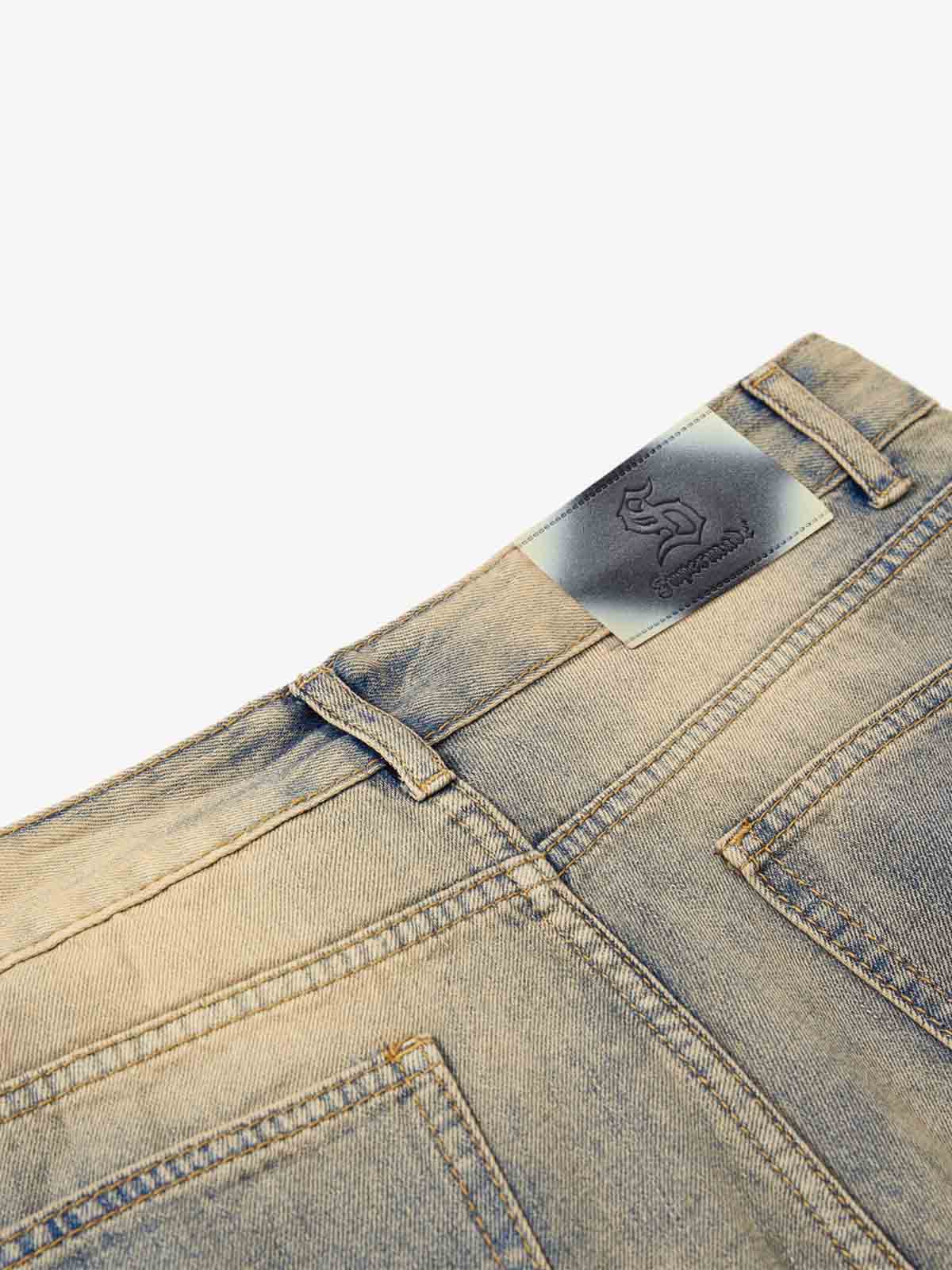 Vintage Distressed Ripped Wide Leg Jeans