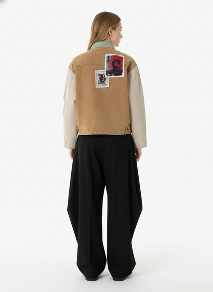 Punk Retro Collage Print Distressed Heavy Jacket