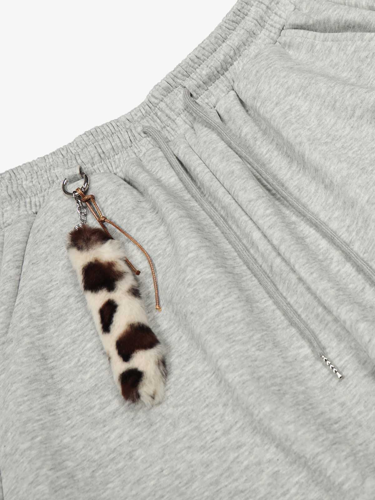 Leopard Stripe Charm Wide Leg Drawstring Sweatpants