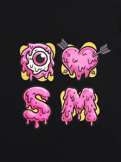 Thesupermade eyeball and love graffiti declaration T-shirt 