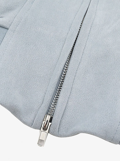 Suede Fur Hooded Slim Fit Jacket