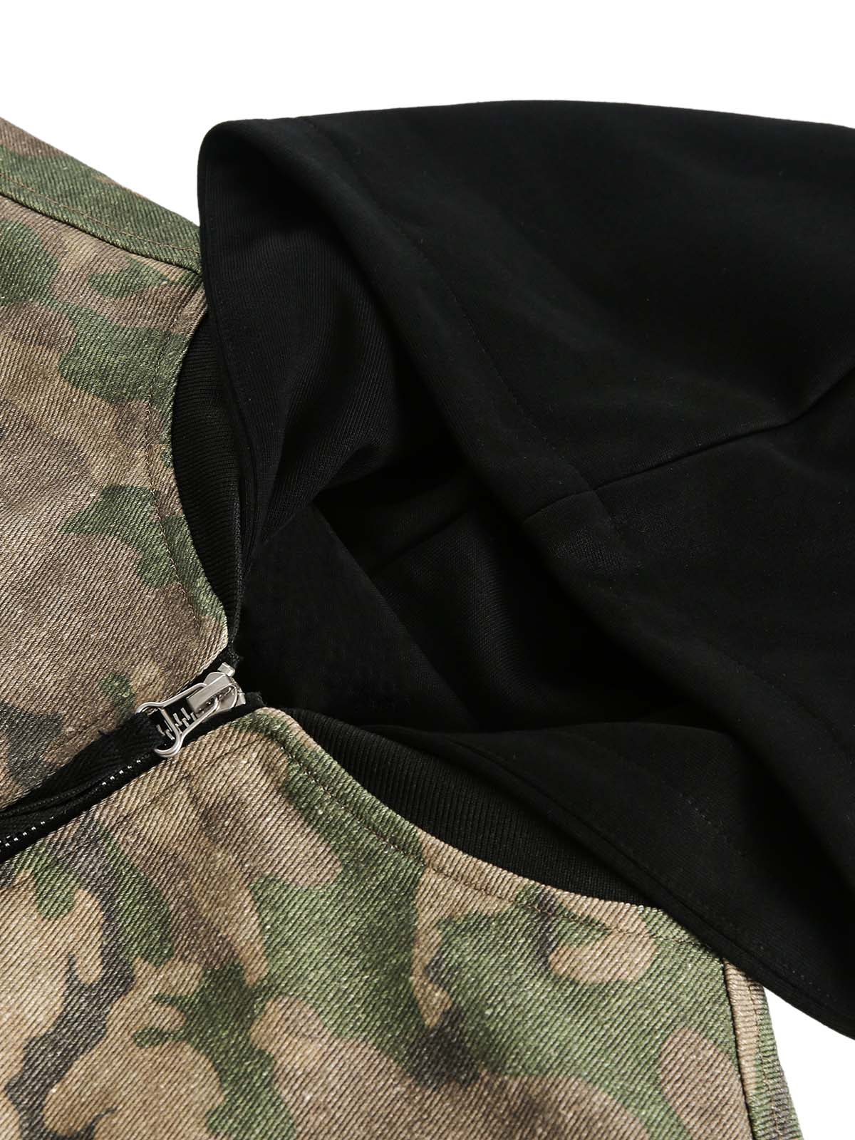 Camouflage Faux Two-Piece Hooded Jacket 