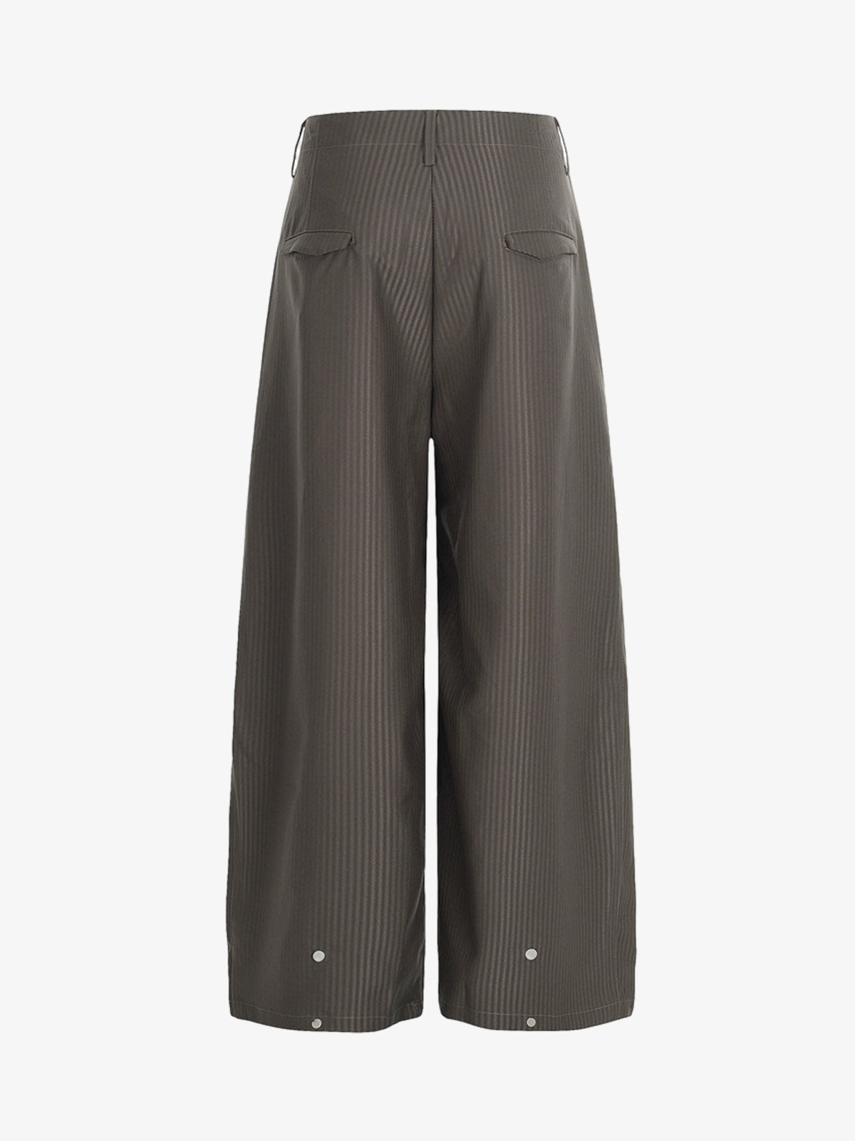 Pinstripe Pleated Wide Leg Trousers with Side Strap Detail
