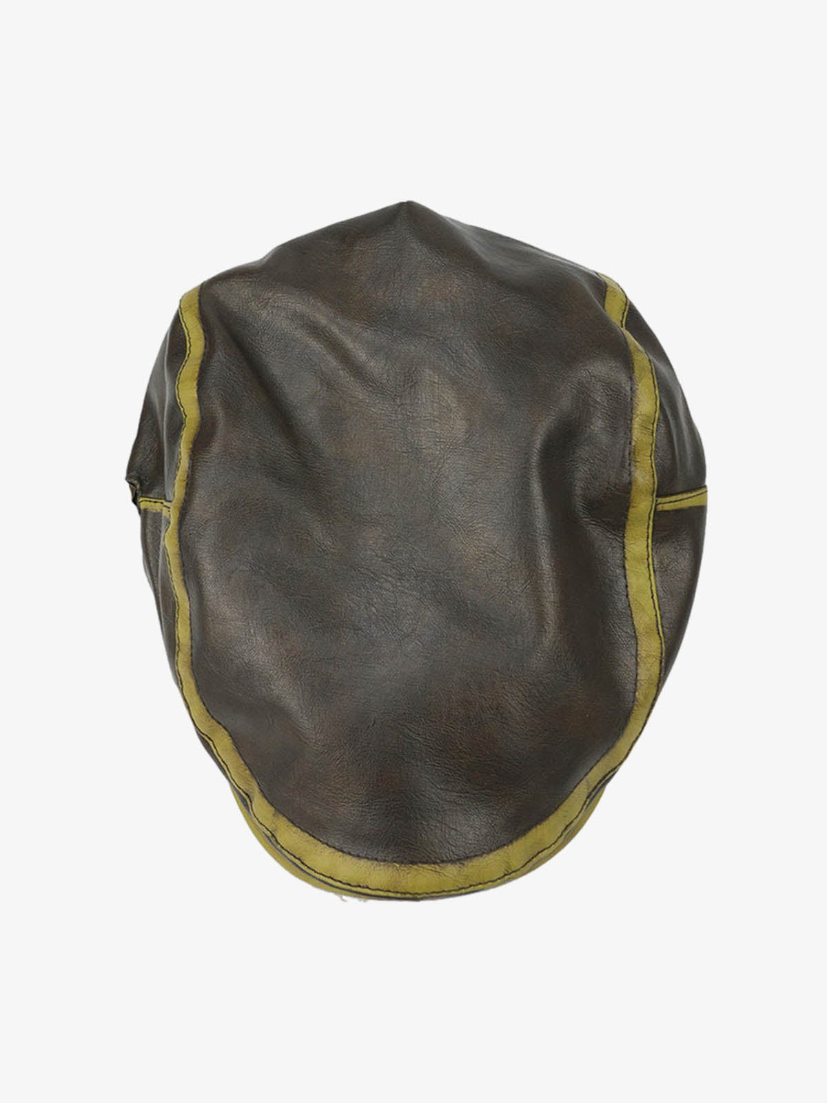 Leather Flat Cap with Olive Trim - Vintage Style Newsboy Hat for Men?