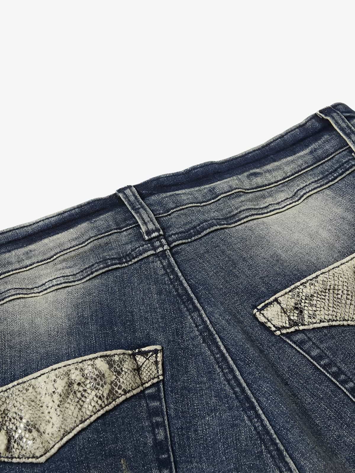 Denim Wide-Leg Flared Jeans with Stud Details for Women?