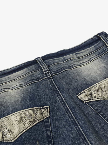 Denim Wide-Leg Flared Jeans with Stud Details for Women?