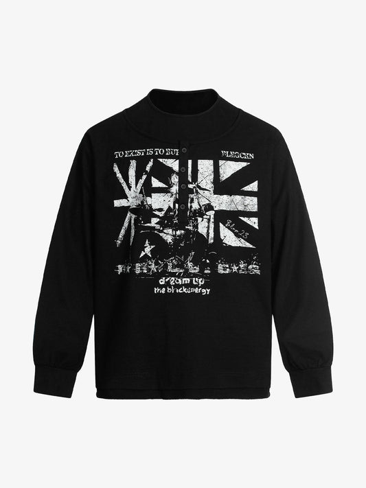 Double Collar Design Printed T-shirt 