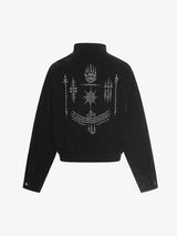 Vintage Suede Embroidered Toggle-Buckle Stand Collar Down Jacket